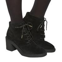 Office Lulu Lace Up Ankle Boots BLACK SUEDE BLACK SOLE