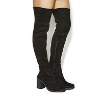 Office Ethan Flared Heel Over The Knee Boots BLACK