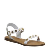Office Speckle Studded Two Part Sandal WHITE LEATHER GOLD HARDWARE
