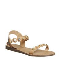 Office Speckle Studded Two Part Sandal TAN LEATHER GOLD HARDWARE