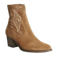 Office Atlanta High Cut Western Boots TAN SUEDE EMBROIDERY