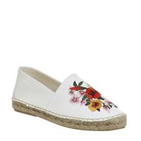 Office Forestry Embroidered Espadrille WHITE WITH FLOWERS