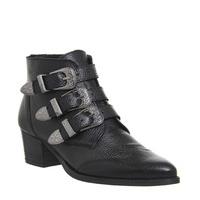 office jagger multi buckle boot black tumbled leather