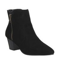 Office Abi Side Zip Western Boot BLACK SUEDE