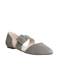 Office Friendship Buckle Vamp Point GREY SUEDE