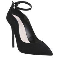 office high kick ankle strap point black suede