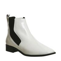 Office Luminate Square Toe Flat Chelsea Boots OFF WHITE BOX LEATHER