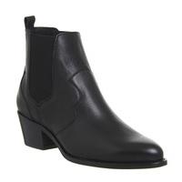 Office Louisiana Pointed Western Ankle Boots BLACK LEATHER