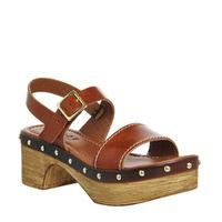 Office Mighty Two Strap Clogs TAN LEATHER