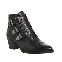 office jagger multi buckle boot black croc embossed leather