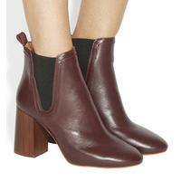 Office Lily Pad Block Heel Chelsea Boots BURGUNDY LEATHER