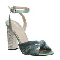 office natural velvet knot front cylindrical heel sandal light blue ve ...