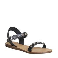 Office Speckle Studded Two Part Sandal BLACK LEATHER SILVER HARDWARE