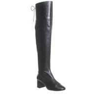 Office Kookie Retro Toe Cap Knee Boots BLACK LEATHER