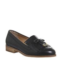 Office Filtered Tassel And Bow Trim Loafer BLACK LEATHER