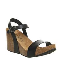 Office Whistler Cork Wedges BLACK LEATHER