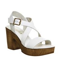 Office Michigan Cross Strap Sandals WHITE LEATHER