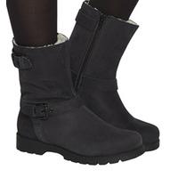 Office Lam Lam Fur Lined Biker Boots BLACK NUBUCK