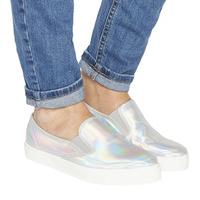 office kicker slip on silver hologram