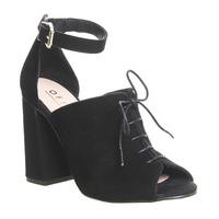 office tavi lace front block heels black suede