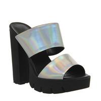 Office Paige Cleated 2 Strap Mule SILVER HOLOGRAPHIC