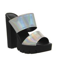 office paige cleated 2 strap mule silver holographic