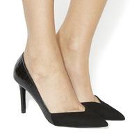 office freak out point court black suede black patent croc