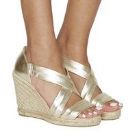 Office Holiday Cross Front Espadrille Wedge GOLD LEATHER