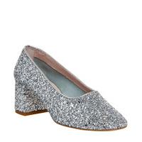 Office Mia Block Heel Softie Ballet SILVER GLITTER