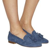 office retro tassel loafer blue suede