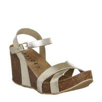 Office Mystery Cross Strap Cork Wedges GOLD LEATHER