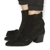 Office Lapin Soft Bow Detail Boots BLACK SUEDE