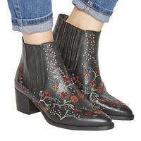 office la chelsea boots black leather embroidery