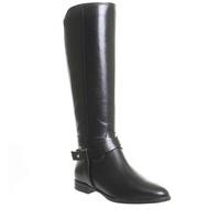 Office Kingdom Cross Strap Rider Boots BLACK LEATHER