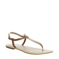 office samba toe post sandals tan leather