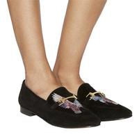 Office Flower Child Embroidered Loafer BLACK SUEDE