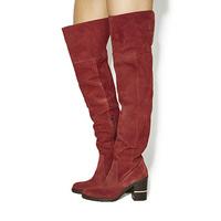 office elemental over the knee boots burgundy suede