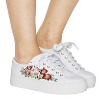 Office Flare Lace Up With Embroidery WHITE