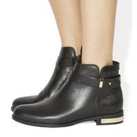 Office Lance Flat Strap Ankle Boots BLACK LEATHER BLACK SNAKE LEATHER