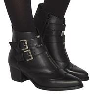 Office Londi Zip Front Boot BLACK LEATHER