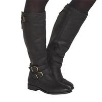 Office Kara Casual Buckle Knee Boots BLACK LEATHER