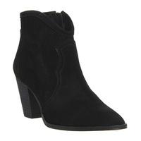 office alfresco mid heel western boot black suede