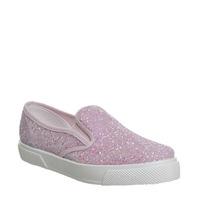 Office Kicker Slip On Trainers PINK GLITTER