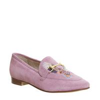 Office Flower Child Embroidered Loafer PINK SUEDE
