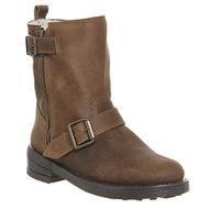 office lilo buckle biker boots brown suede