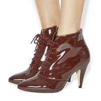 Office Lauper Lace Up Almond Toe Boot BURGUNDY PATENT