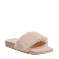 office sleepy faux fur pool slide pink faux fur colour drench