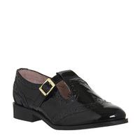 office poppy brogue t bar black patent leather