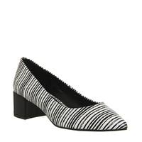 Office Frenchie Block Heel Point BLACK WHITE LEATHER