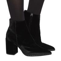 Office Lake Pointed Block Heel Boots BLACK VELVET WITH STUDS